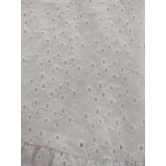 Nanette Lepore white cotton eyelet dress with short sleeves and ruffled hem (6) - Picture 5 of 8